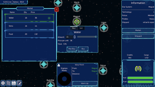 Screenshot z Epic Space Trader