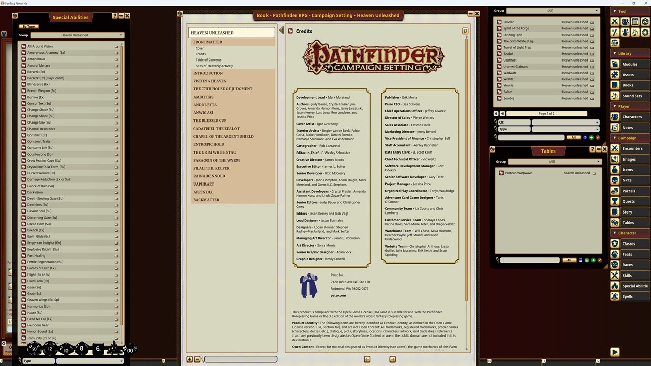 Fantasy Grounds - Pathfinder RPG - Campaign Setting - Heaven Unleashedのスクリーンショット 1