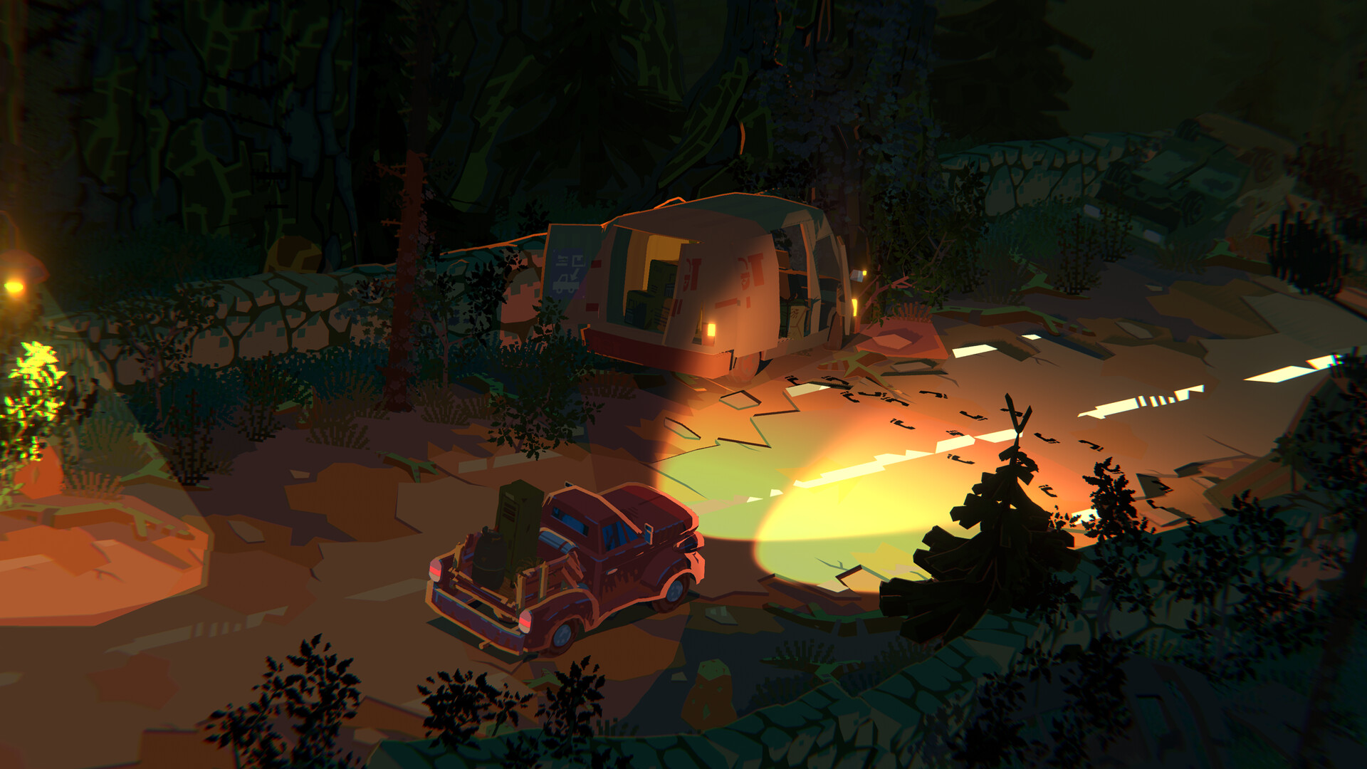 Truckful villagers gathered in a small town square waiting for deliveries