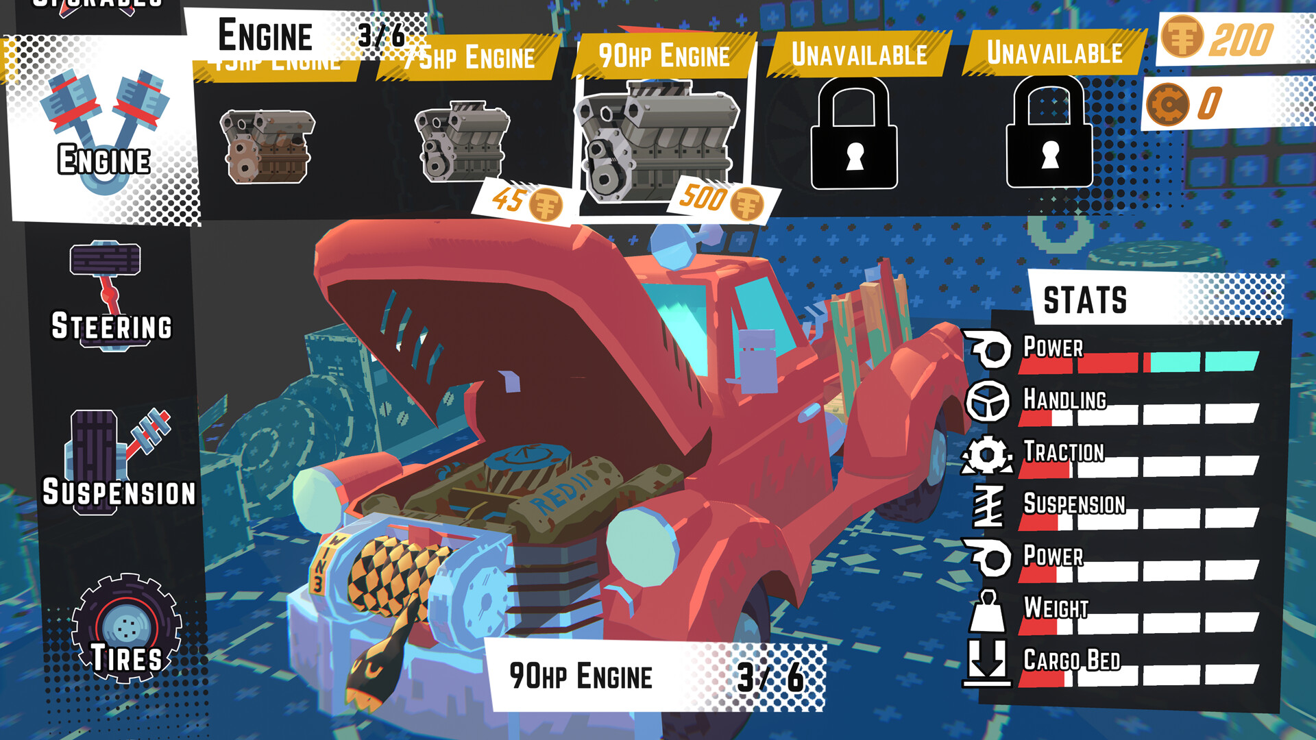 Truckful close-up of the pickup truck's upgraded wheels and cargo bed