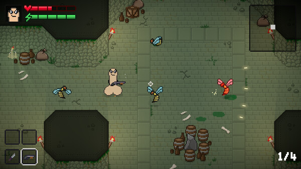 Screenshot of Penis Dungeon gameplay showing in-action mechanics