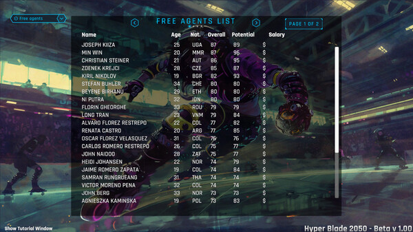 Screenshot of HyperBlade 2050 - Dystopian Sports Manager