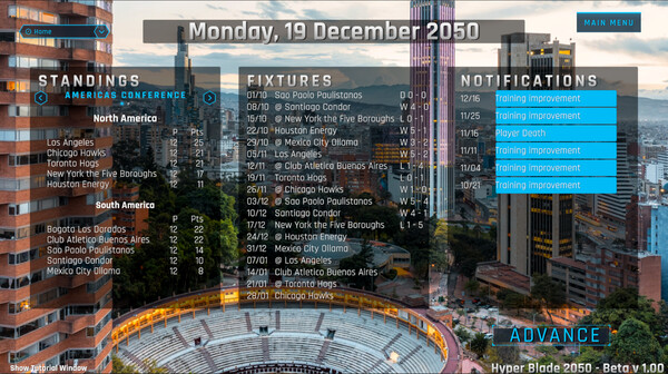 Screenshot of HyperBlade 2050 - Dystopian Sports Manager