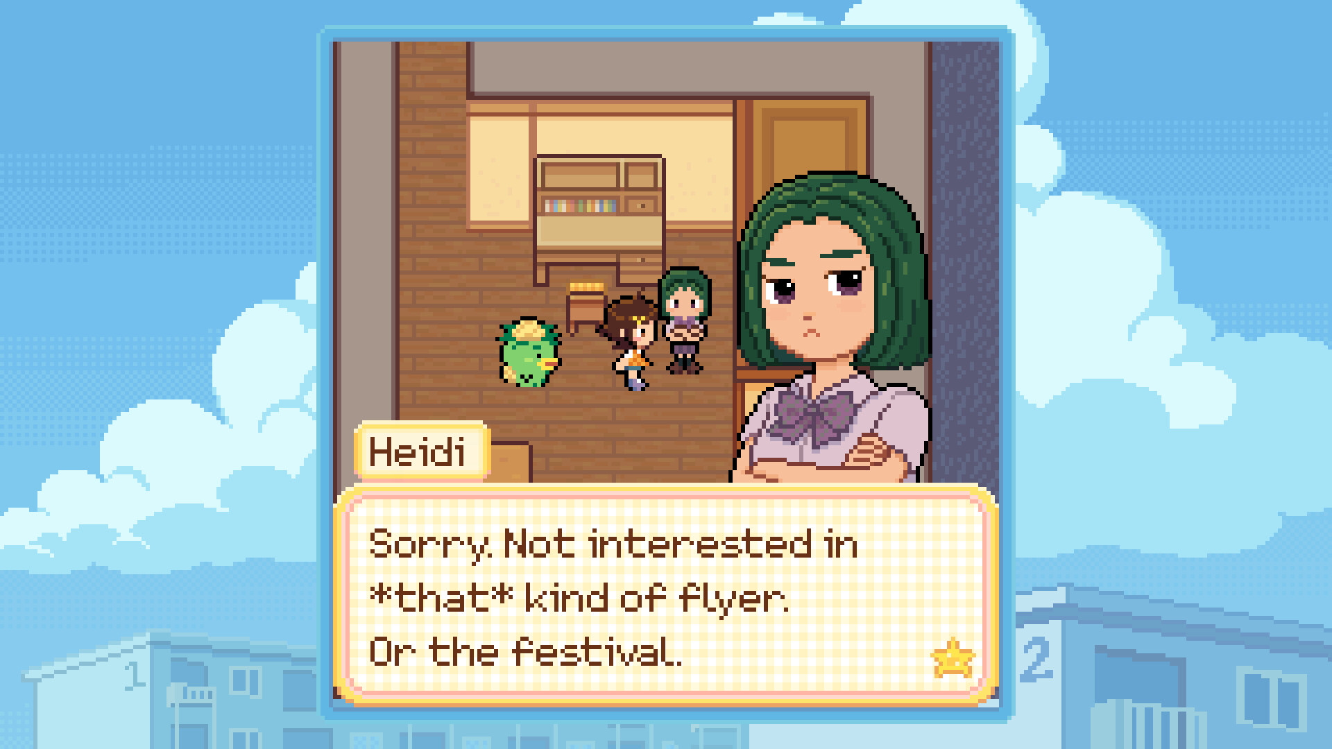 Talking with Kimiko, Hoshino's grandma, in her apartment in Danchi Days
