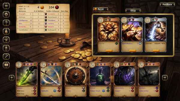 Screenshot of CardCraft Champions gameplay showing in-action mechanics