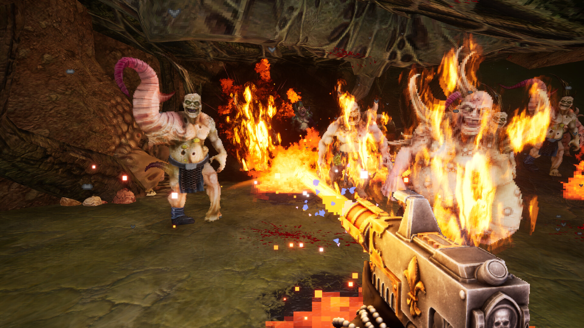 Veyrath's flamer clears packs of Slaanesh daemons before they can surround you. Image: Auroch Digital.
