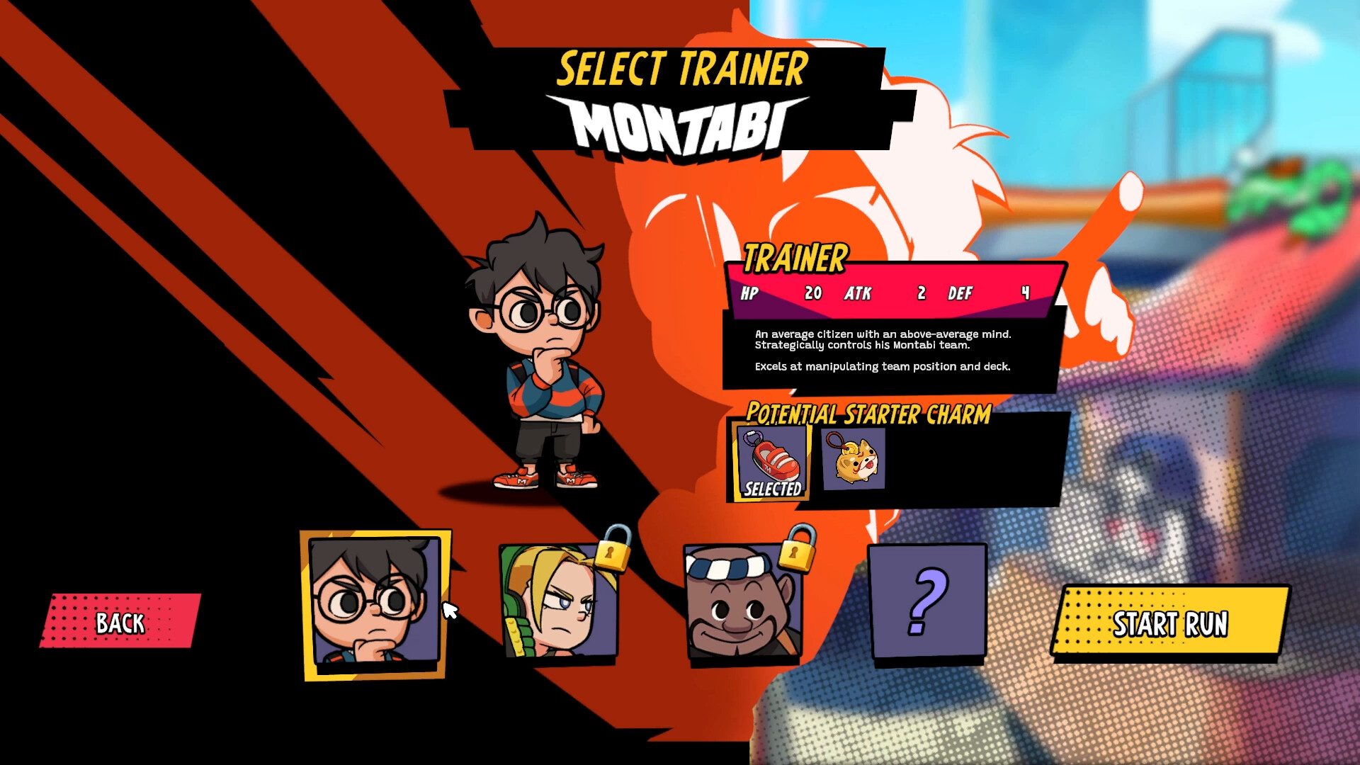Official Montabi screenshot showing trainer selection