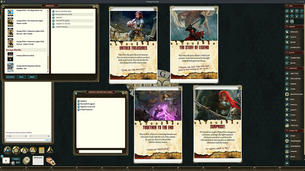 Fantasy Grounds - Fantasy Companion SWADE Adventure Deck Cards