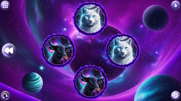 Screenshot of Space Memory: Animals gameplay showing in-action mechanics