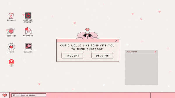 Screenshot of Cupid's Chatroom gameplay showing in-action mechanics