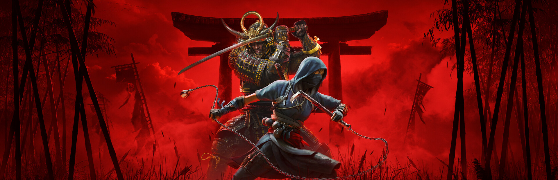 Ordem para jogar Assassin’s Creed: arte oficial em alta resolução de Assassin’s Creed Shadows (1920px) em cenário feudal