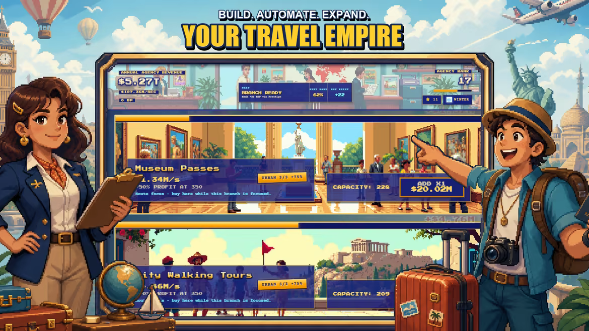 Иллюстрация из описания игры Travel Agency Simulator