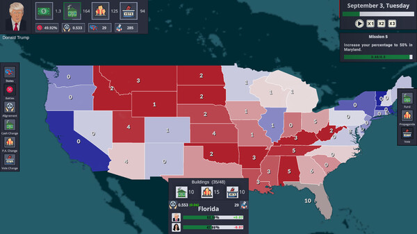 Скриншот из Election Tycoon: Trump vs Harris