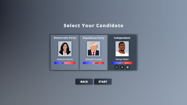 Скриншот из Election Tycoon: Trump vs Harris