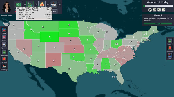 Скриншот из Election Tycoon: Trump vs Harris