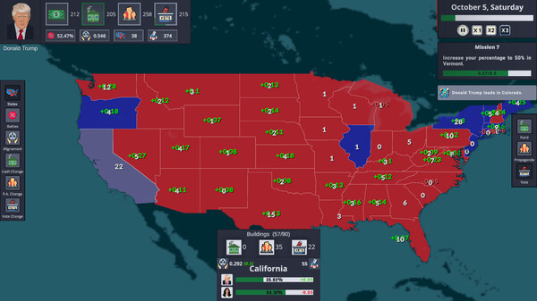 Скриншот из Election Tycoon: Trump vs Harris