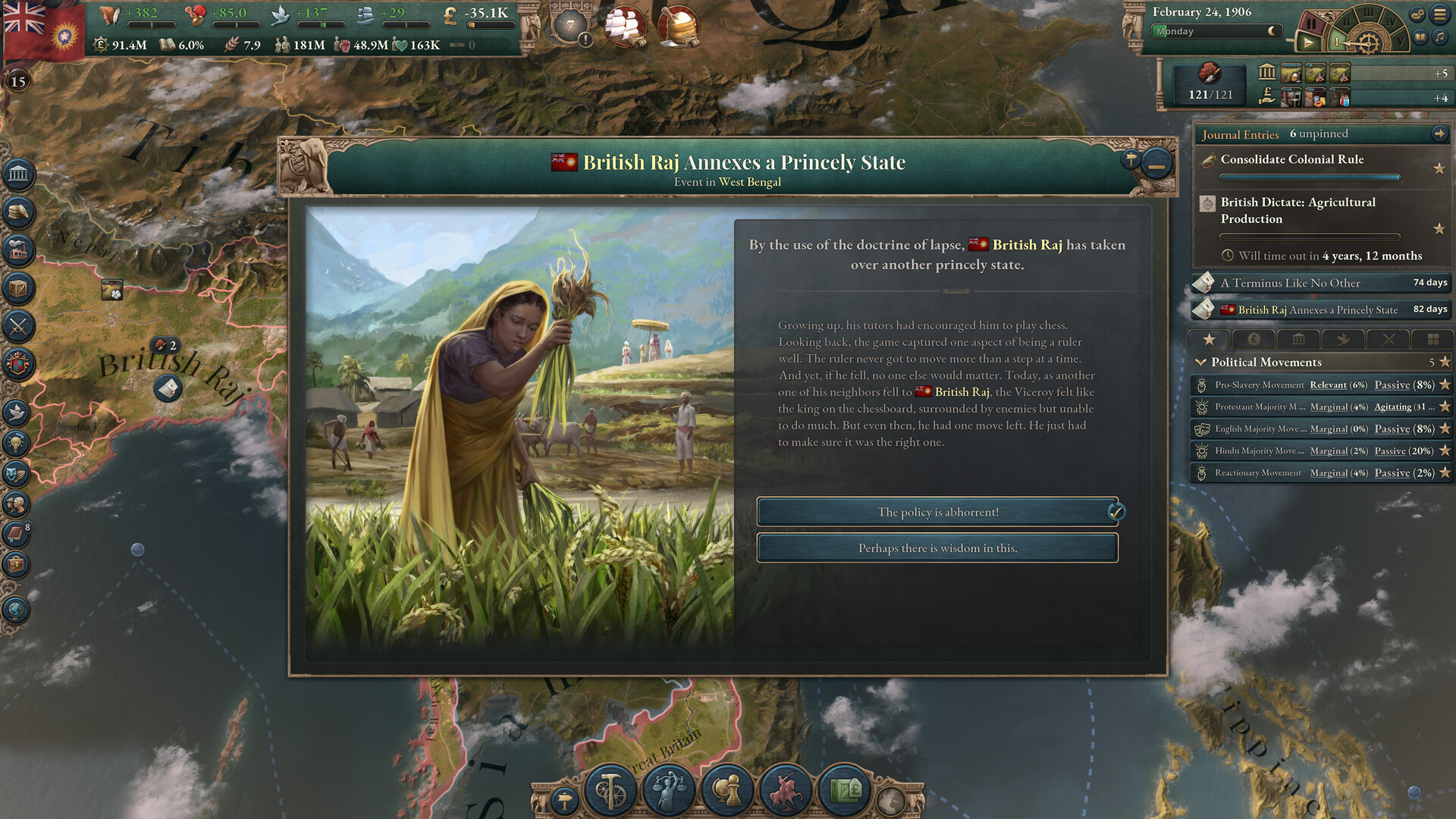Victoria 3 - Pivot of Empire DLC gameplay screenshot 3