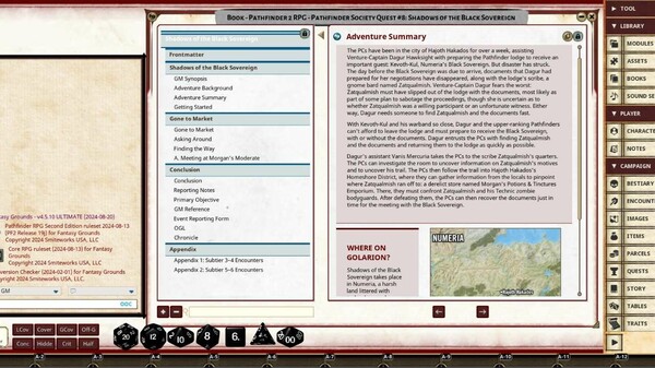 Fantasy Grounds - Pathfinder 2 RPG - Pathfinder Society Quest #8: Shadows of the Black Sovereign