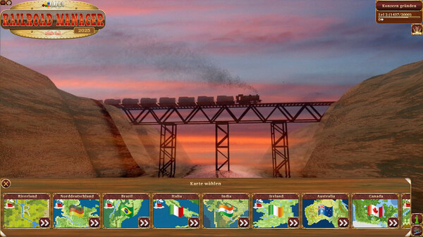 Screenshot of Railroad Manager gameplay showing in-action mechanics