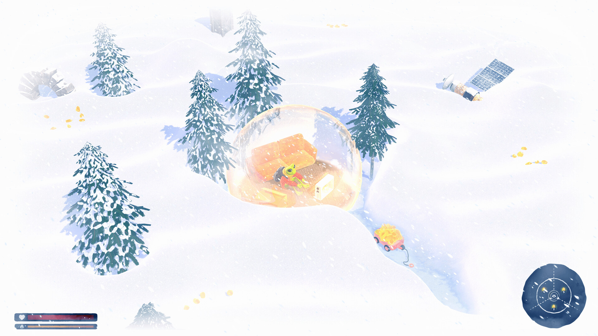 Froggy Hates Snow gameplay showing a frog in snowy environments