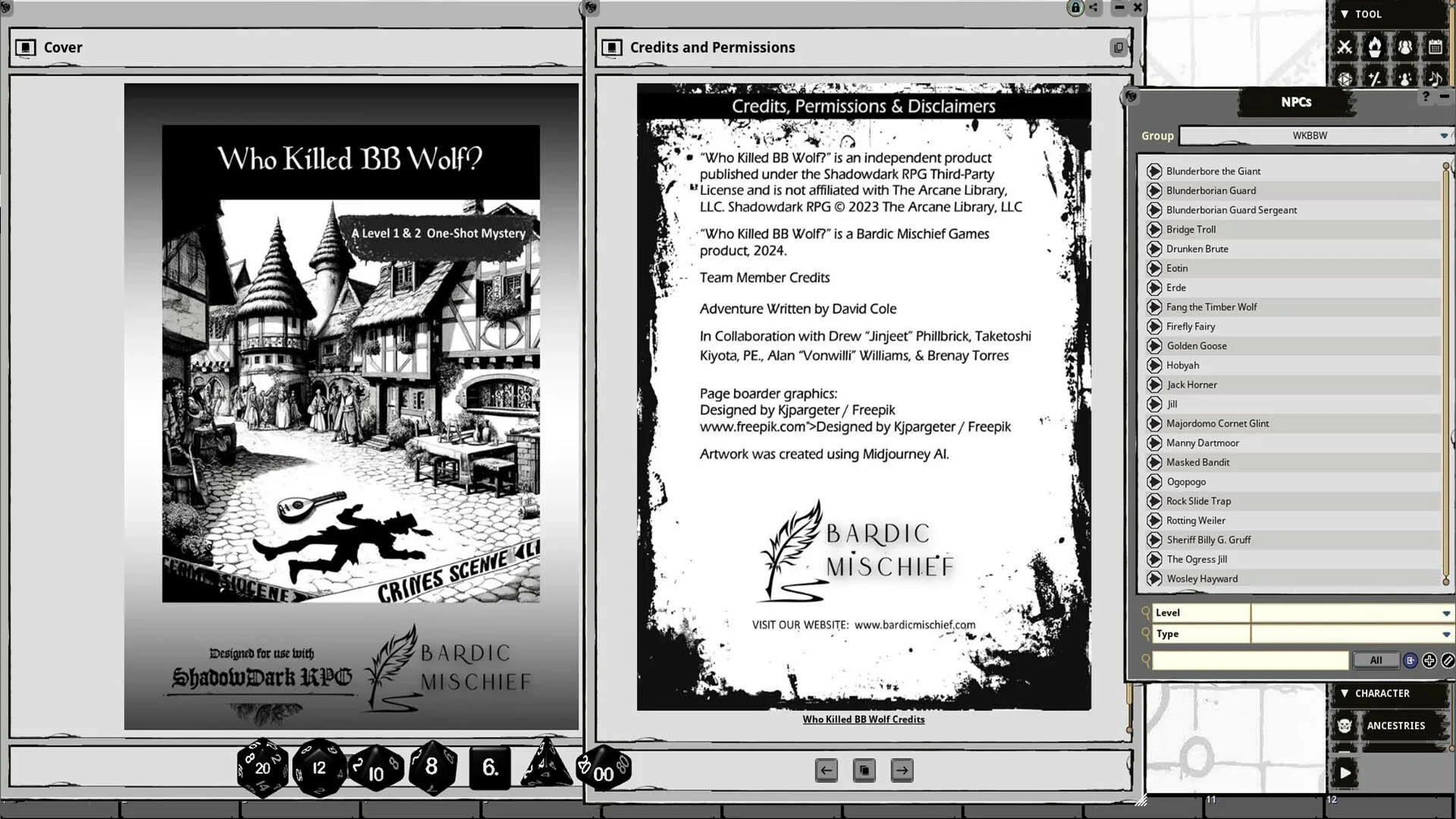 Fantasy Grounds - Who Killed BB Wolf?のスクリーンショット 1