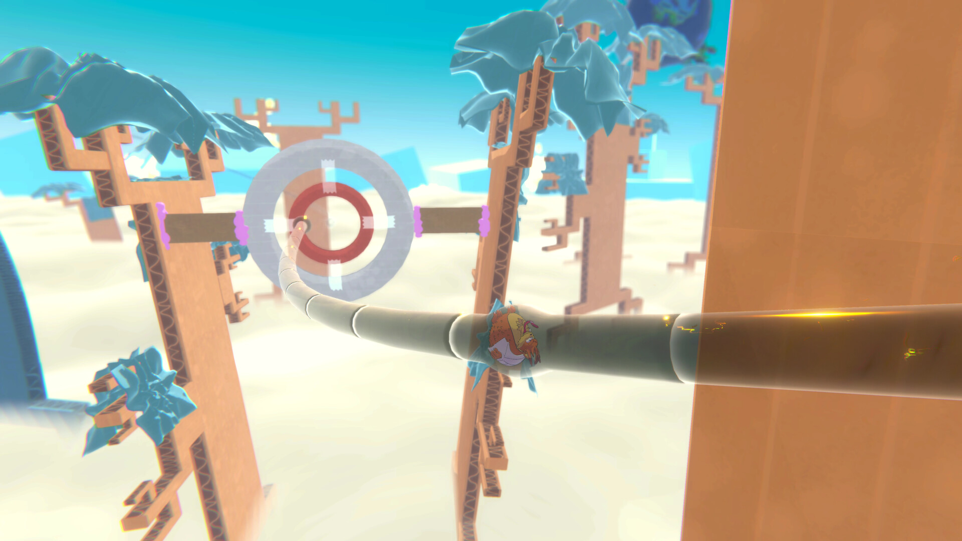 Bubsy 4D showing a space-themed environment from the official screenshots