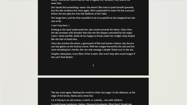 Screenshot z Sigh of the Abyss - "Threads of Carolise" short story collection