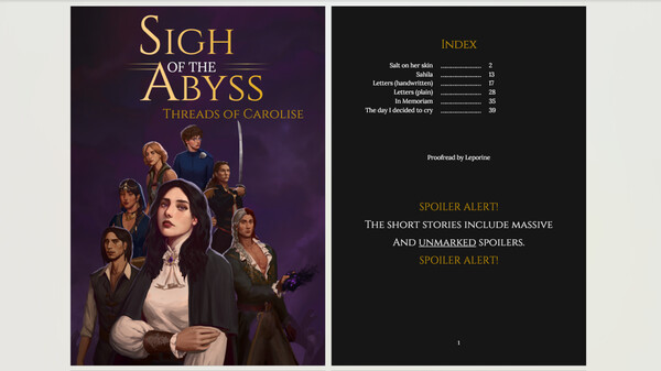 Screenshot z Sigh of the Abyss - "Threads of Carolise" short story collection