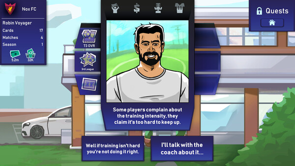 Screenshot of Regista: Reign Your Football Club gameplay showing in-action mechanics