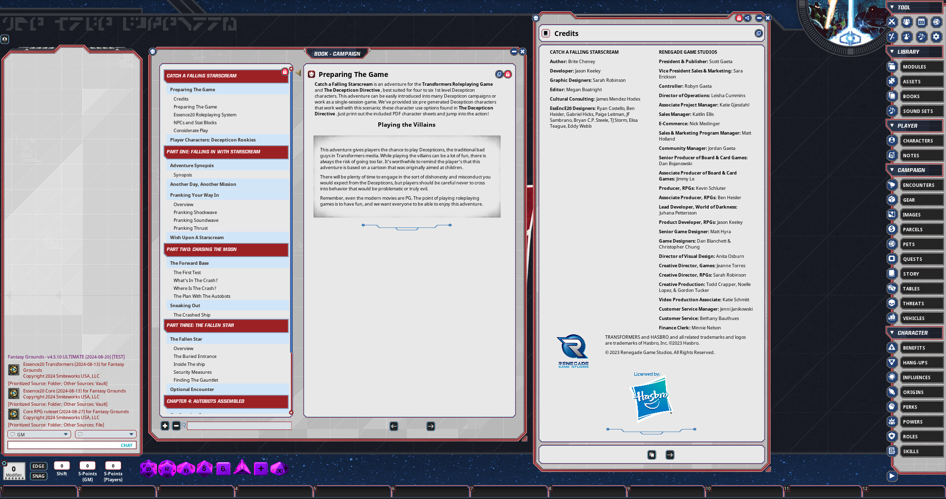Fantasy Grounds - Transformers Roleplaying Game Catch a Falling Starscream screenshot 1