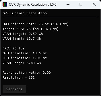 OVR Dynamic Resolution screenshot 1