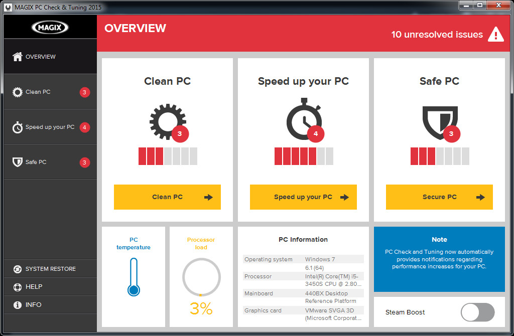 MAGIX PC Check & Tuning 2015 Featured Screenshot #1