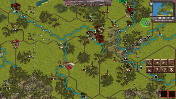 Screenshot of 1953: NATO vs Warsaw Pact gameplay showing in-action mechanics