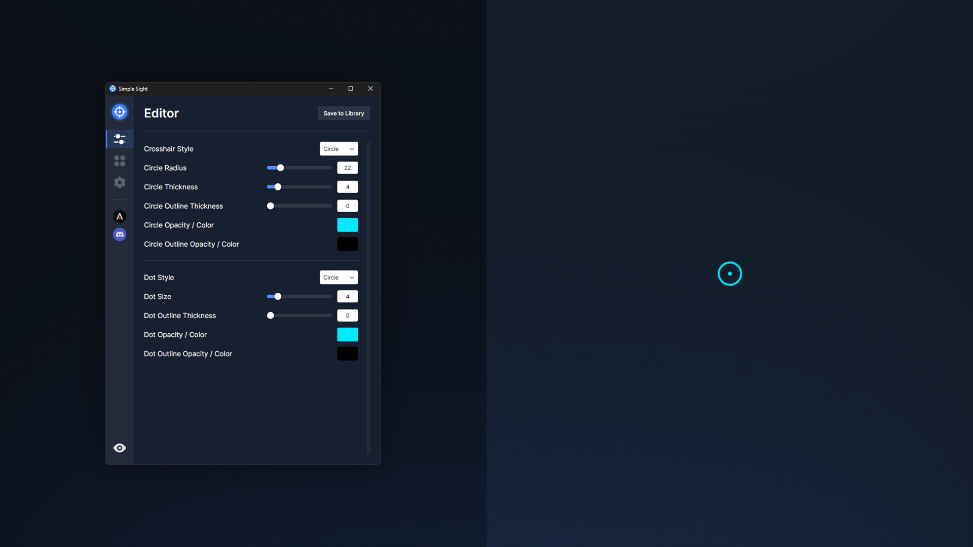 Screenshot of Simple Sight - Crosshair Overlay