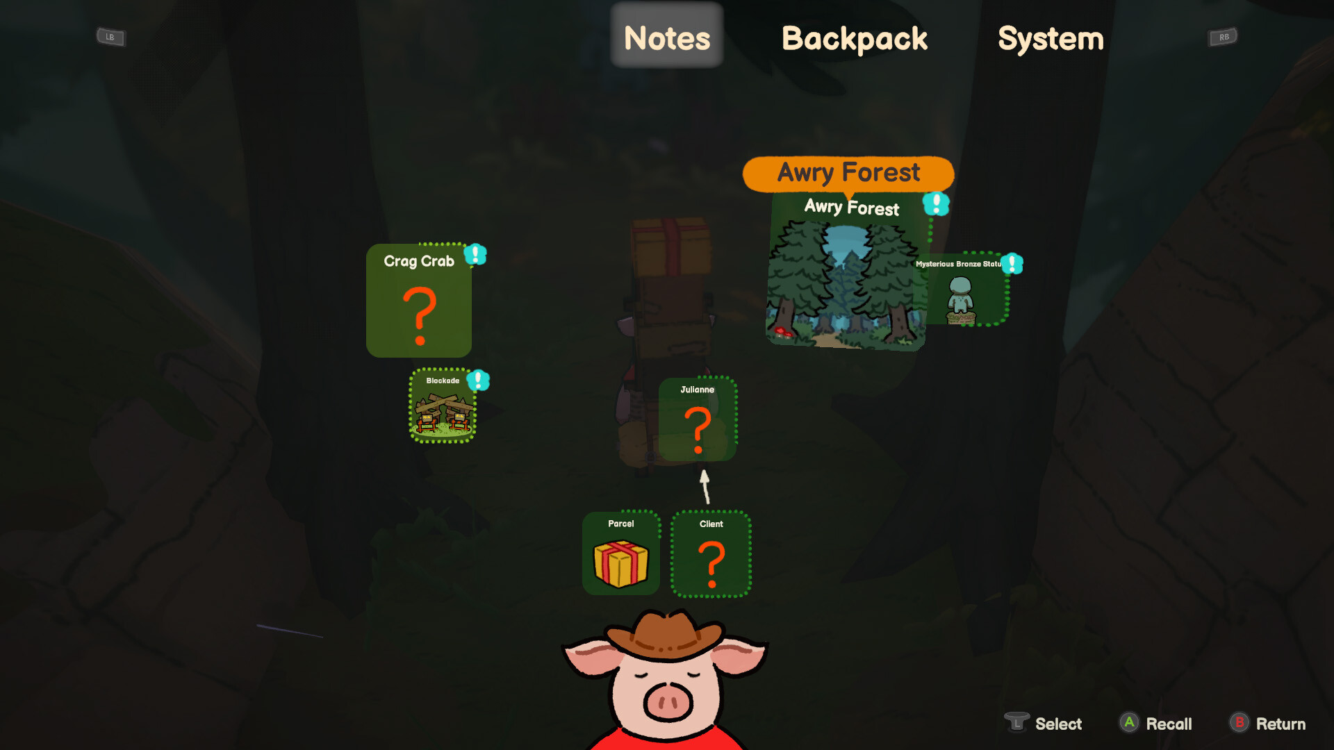 Building a bridge across a ravine in the Awry Forest