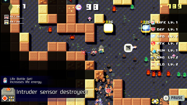 Screenshot of DUNGEON RAZE gameplay showing in-action mechanics