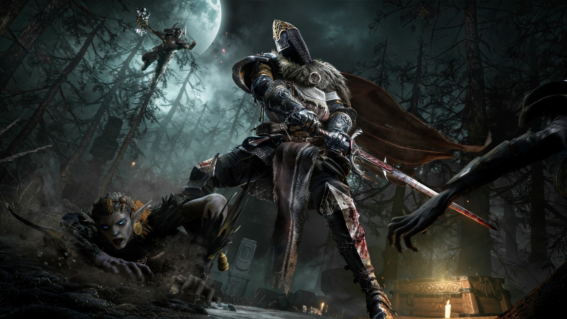 Mistfall Hunter dark fantasy combat in the Gyldenmist