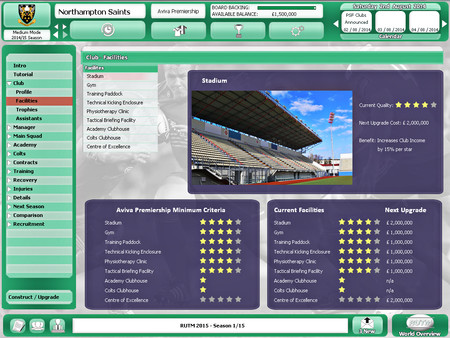 Rugby Union Team Manager 2015