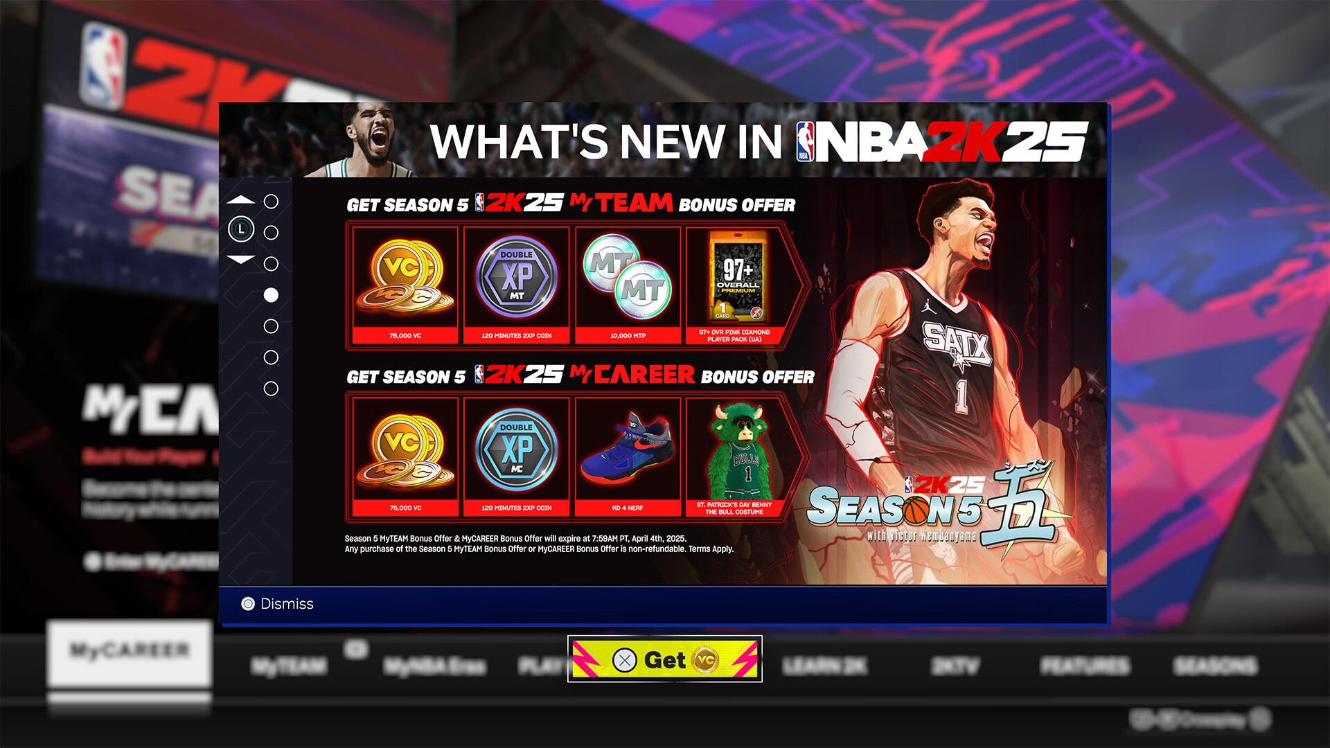 NBA 2K25 MyTEAM Bonus Offer: Season 5 Featured Screenshot #1