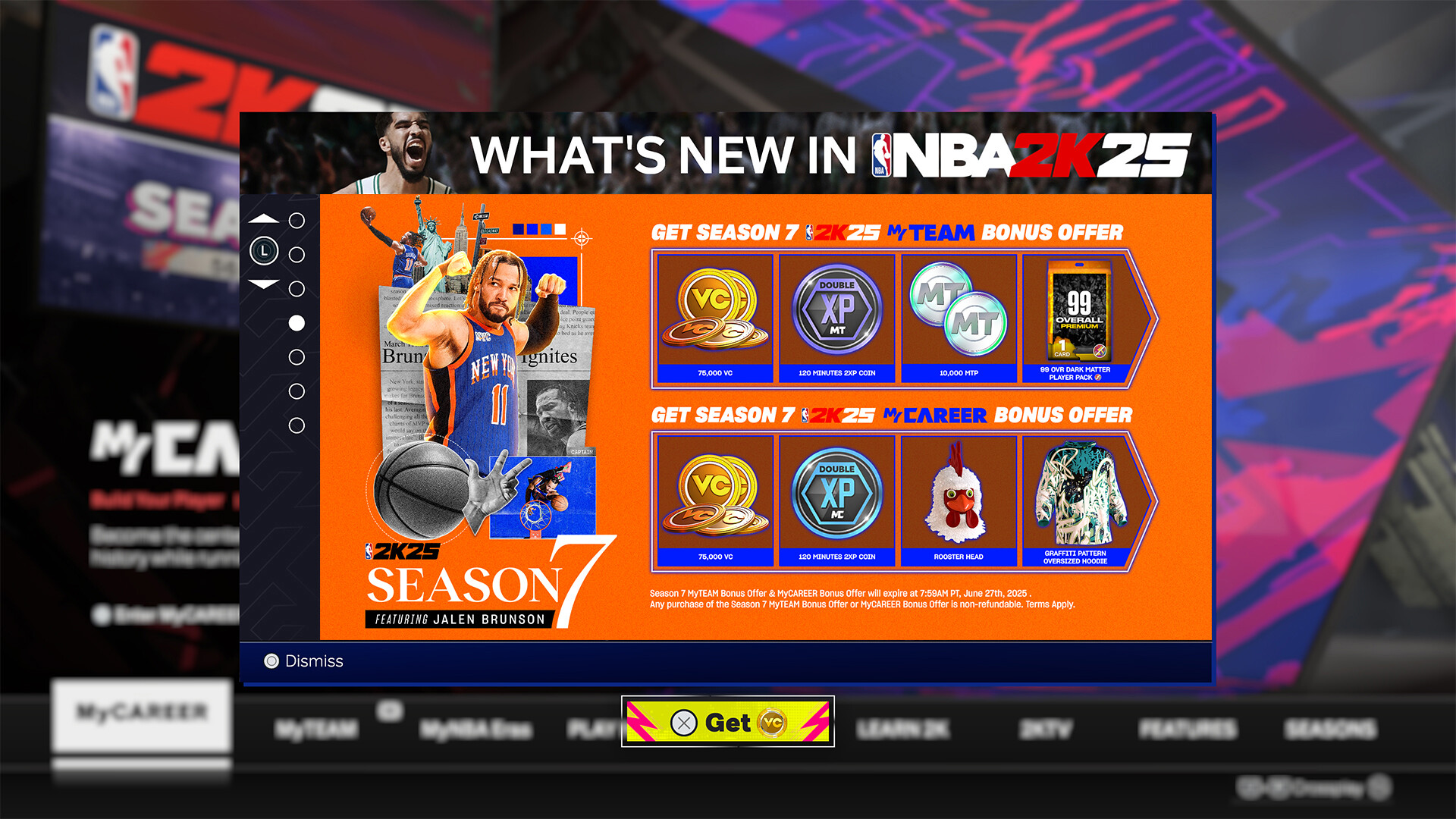 NBA 2K25 MyTEAM Bonus Offer: Season 7 Featured Screenshot #1