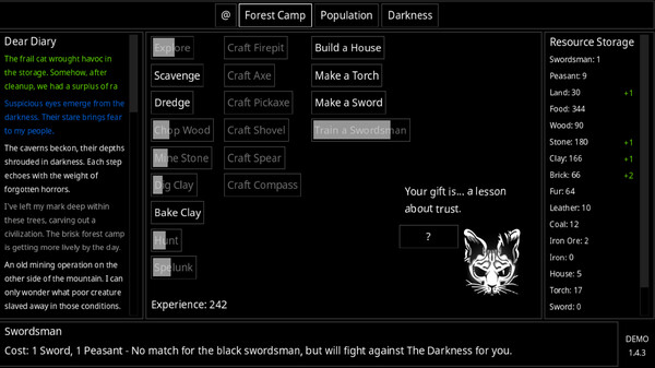Скриншот из A Dark Forest: Incremental Horror