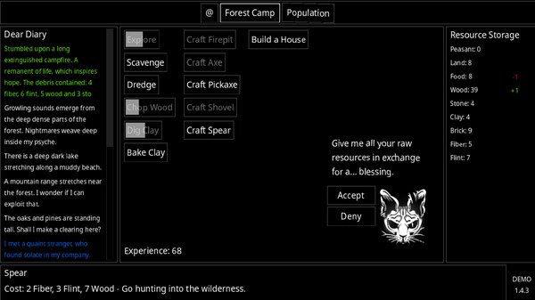 Скриншот из A Dark Forest: Incremental Horror
