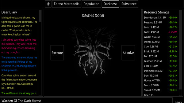 Скриншот из A Dark Forest: Incremental Horror