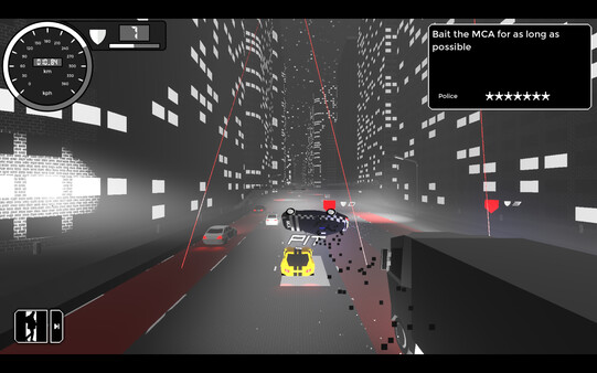 Screenshot of Highway Noir gameplay showing in-action mechanics