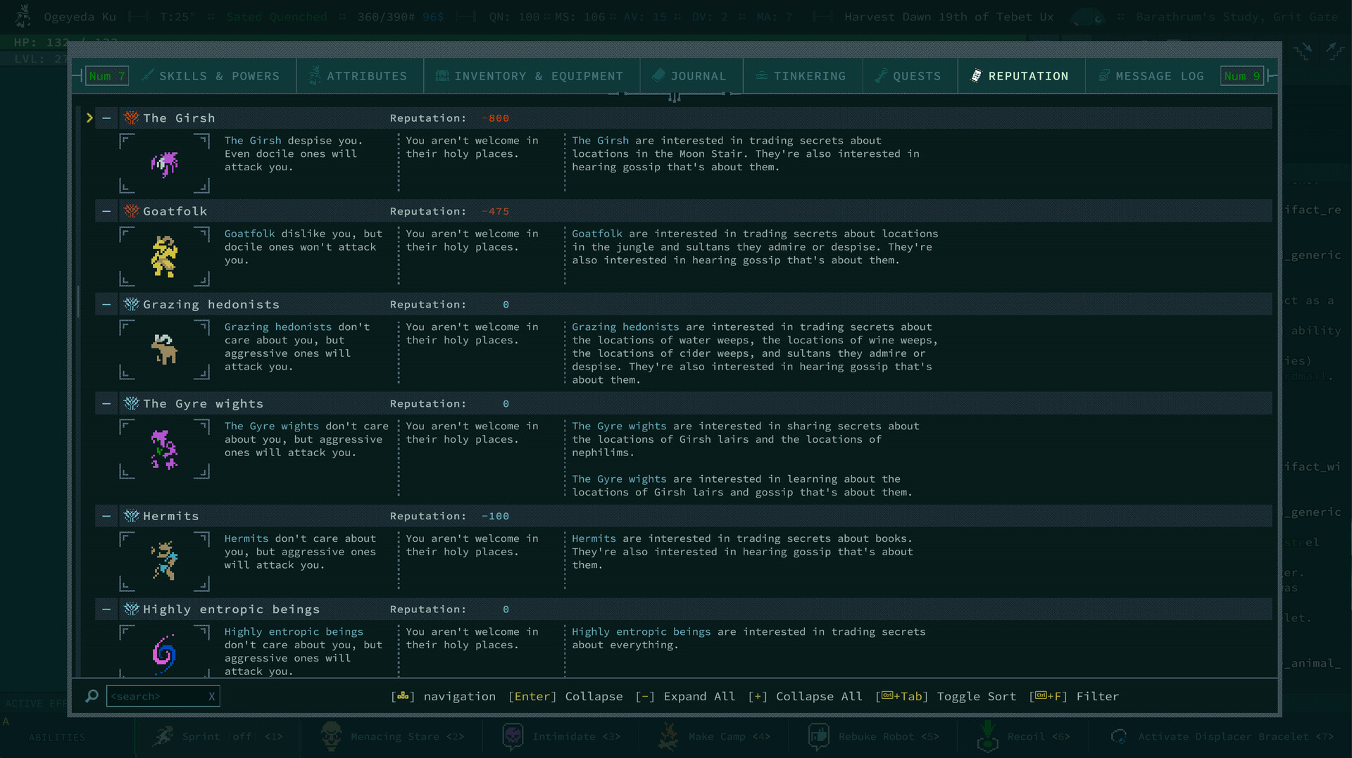 screenshot of Caves of Qud 8