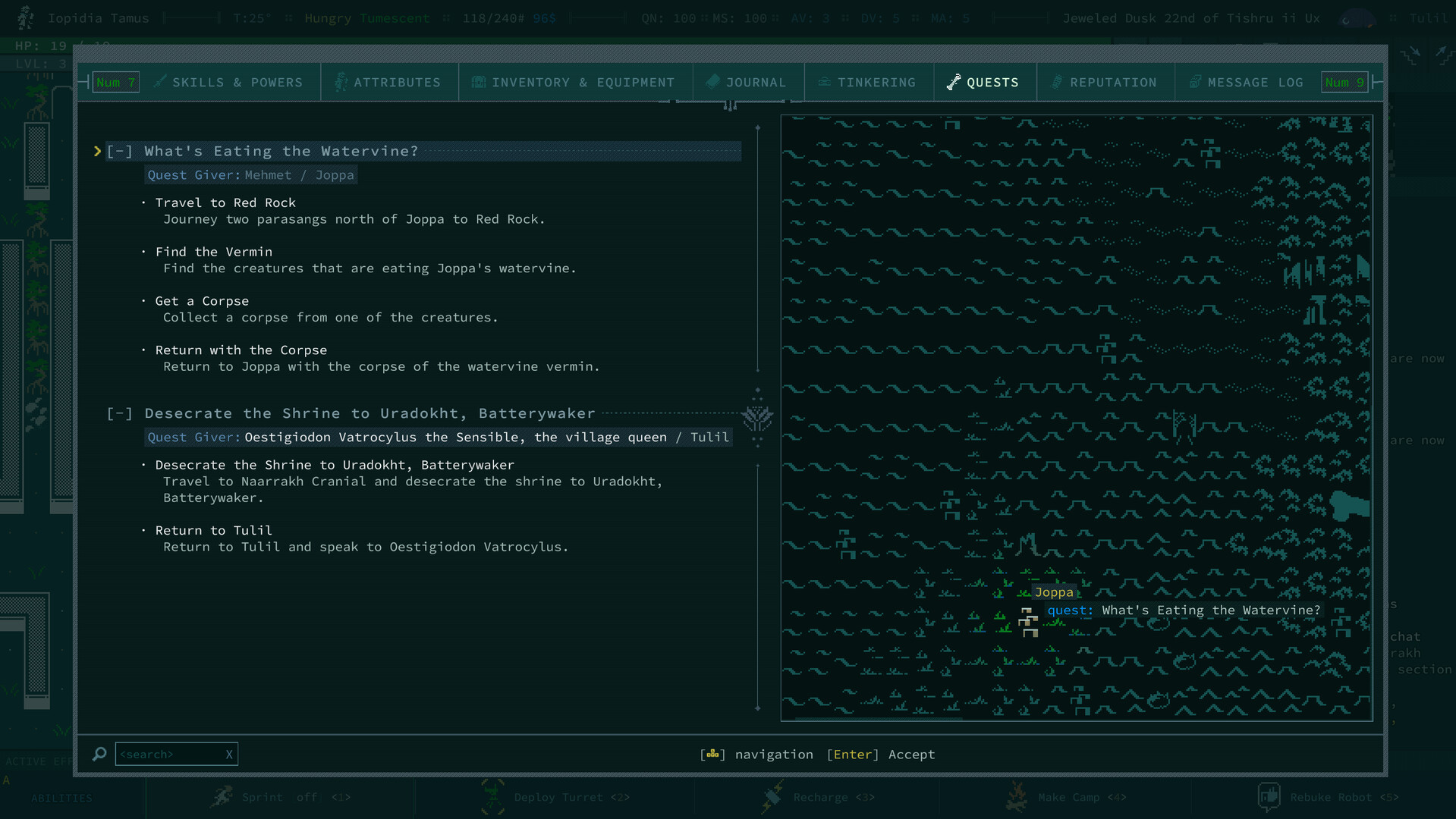 screenshot of Caves of Qud 9