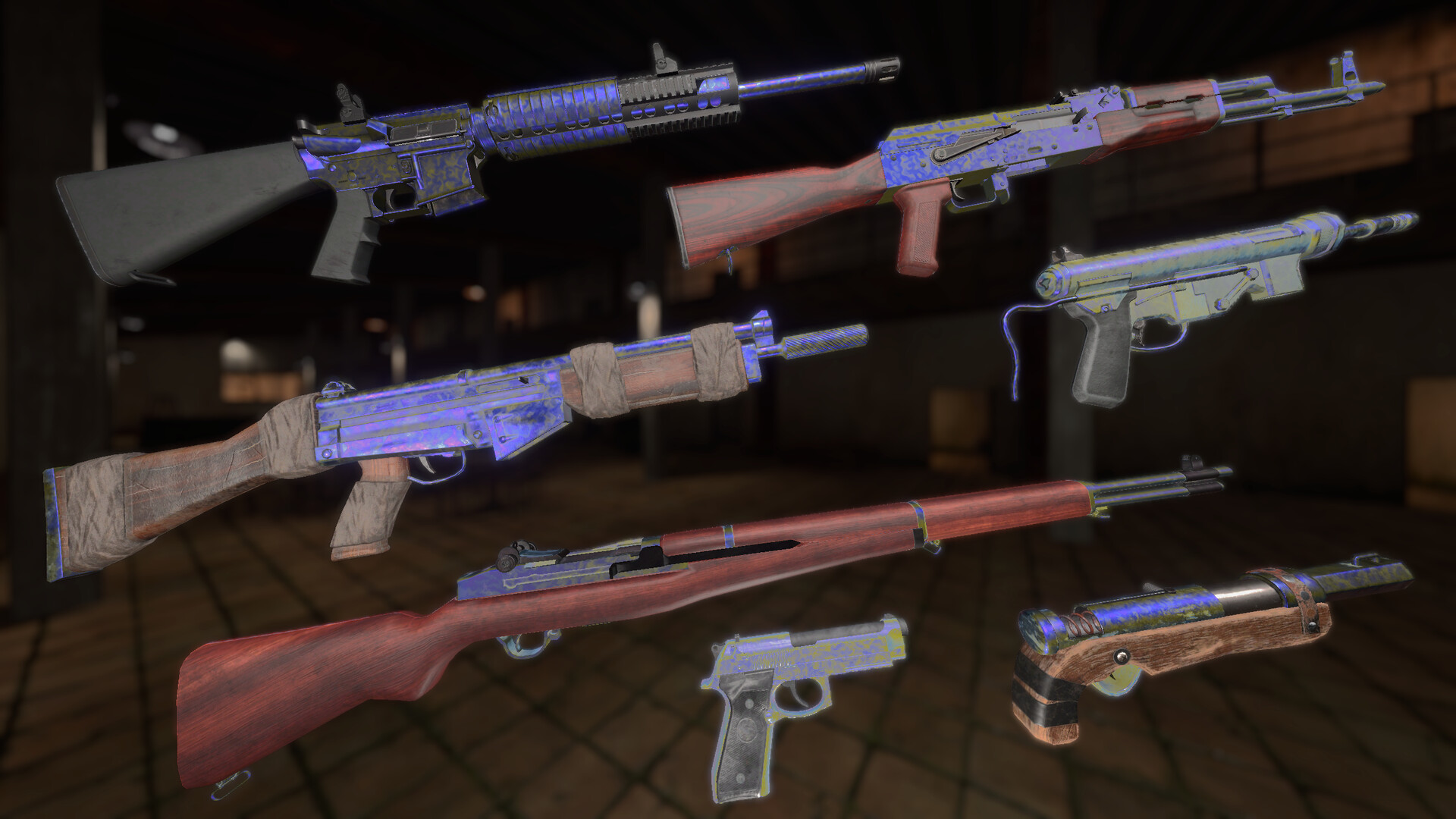 Strayed - Oil Slick Blue Multi-Weapon Skin Pack Featured Screenshot #1