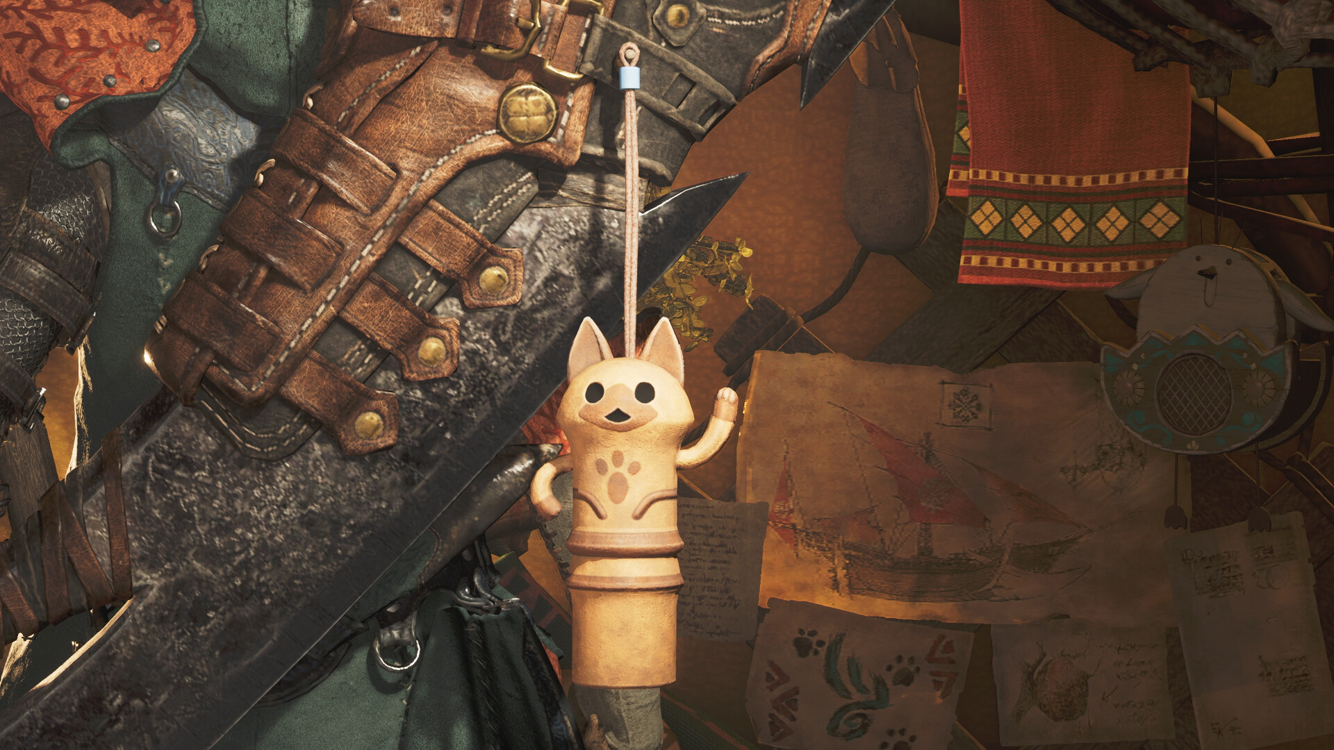 Monster Hunter Wilds - Pendant: Stretched White Cat Featured Screenshot #1