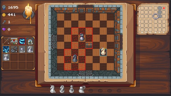 Screenshot of Chessfall gameplay showing in-action mechanics