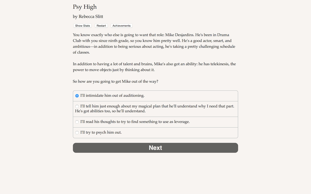 #2. Psy High (Steam) 由: Choice of Games